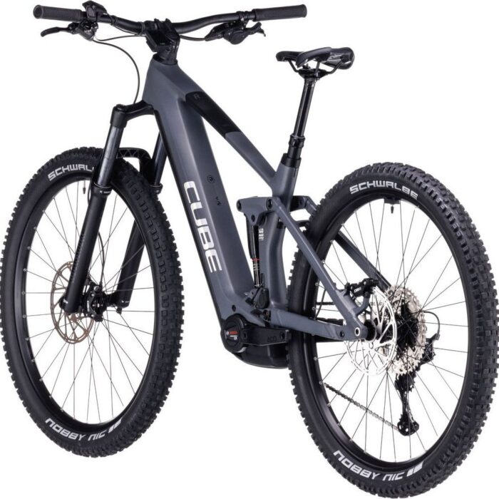 VTT Électrique Tout-Suspendu Cube Stereo Hybrid 140 HPC Race 750 Shimano Deore XT 12V 750 Wh 29'' Gris Chrome 20243