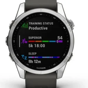 Montre GPS connectée - GARMIN - Fenix 7S - Argent avec bracelet gris