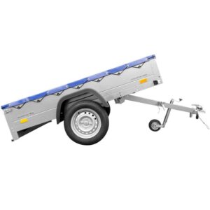Remorque galvanisée 200x125 cm Garden Trailer 201 KIPP [avec roue jockey, bâche plate bleue et tiges de support pour la bâche plate]