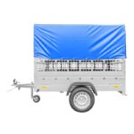 Remorque neuve à vendre Garden Trailer 201 KIPP 500 kg 200x125 cm [avec bâche haute bleue, arceau, ridelles grillagées et roue jockey]